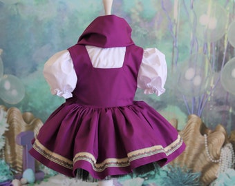 Personalized Masha Inspired Purple Girl Dress* 1st Birthday Girl Costume*  Birthday Kids Gift* 1st Birthday Photo Shoot *2nd Birthday Dress