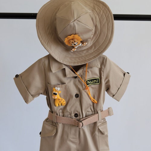 Personalized Safari Jumpsuit One Piece Long-short*Safari Adventure Costume for Kids* 12-24-36 Months Toddler Safari Halloween Kids Costume
