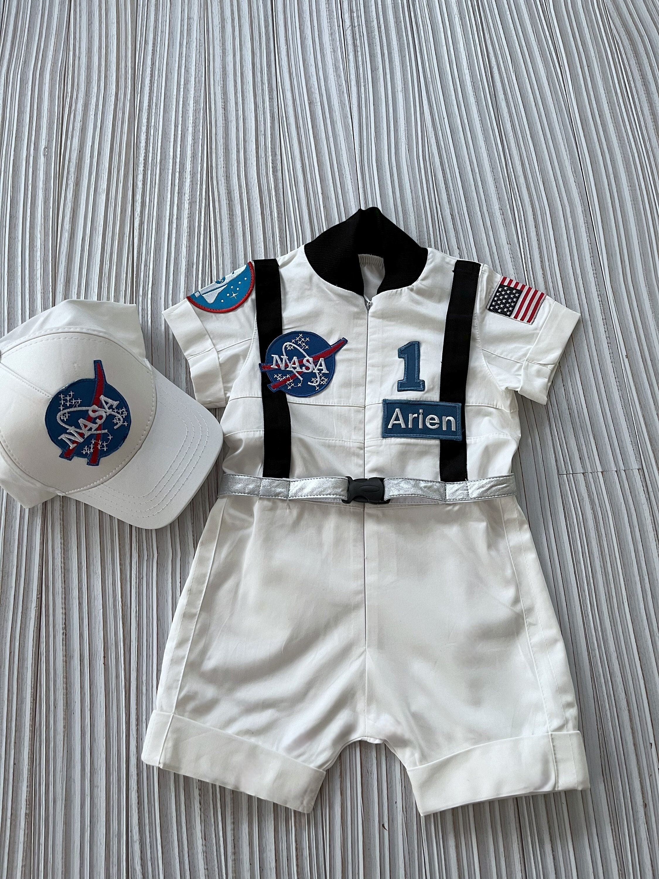 Personalized White Shorts Astronaut Kids Costume*Space Baby Jumpsuit*Toddler Space Themed Birthday Party Suit*Astronaut Themed Outfit *
