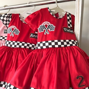 Personalized RED Racer Girl DressBaby Girl CAR DressToddler RED Racer 1st Birthday DressHalloween Kids CostumeBirthday gift image 10