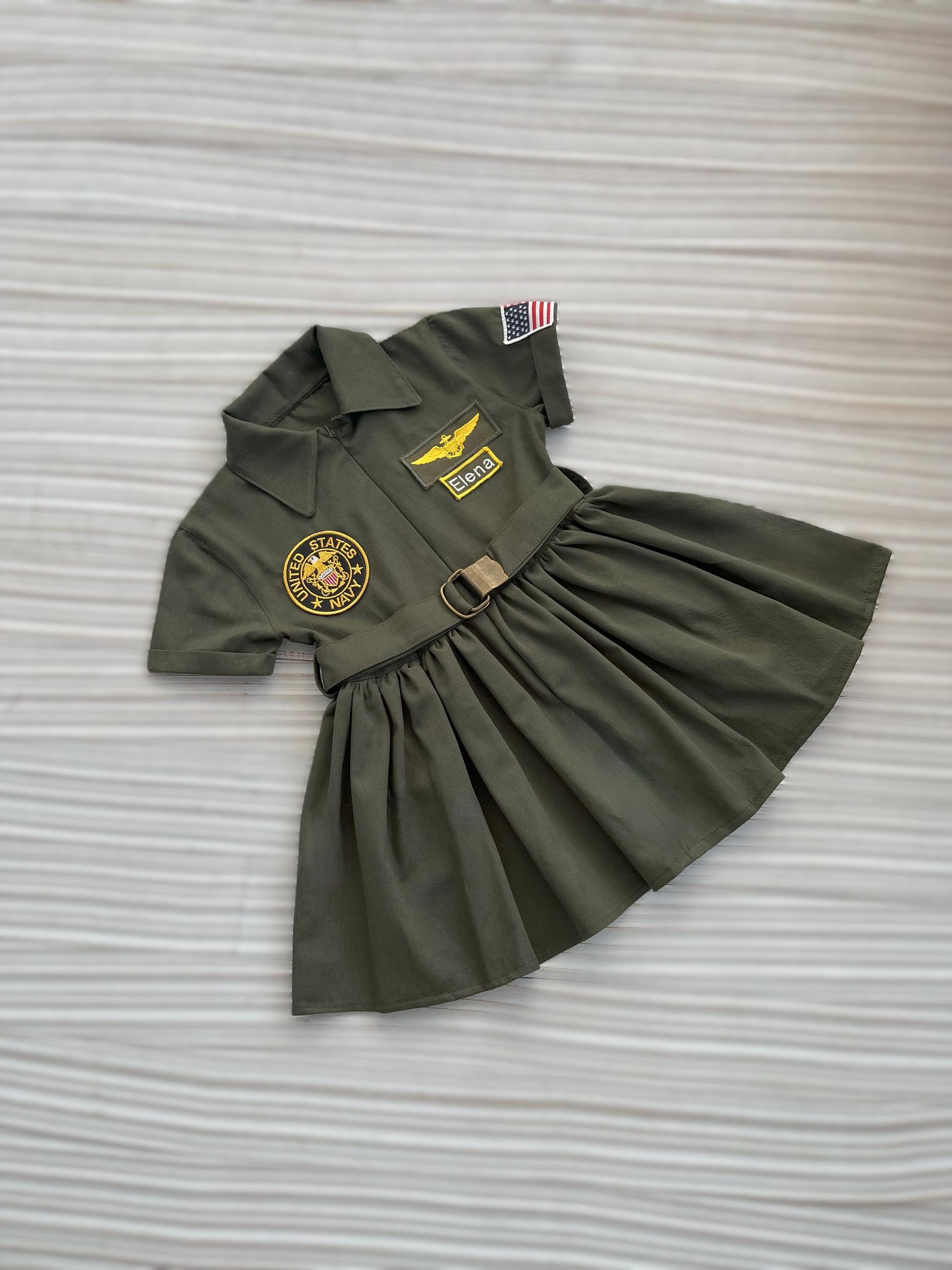 military dress for ladies Olive Green Gothic Military Dress
