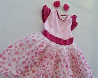 Robe rose d'anniversaire inspirée de Masha et ses amis, robe de mariée rose pour premier anniversaire, costume d'Halloween pour bébé, robe d'anniversaire pour bébé, robe de mariée pour bébé