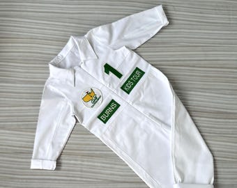 Personalized Golf Long-Short Caddy outfit for kids*Toddler Golf White-Green Suit*Baby Golf 1st Birthday Uniform*Golf Tournament Costume*