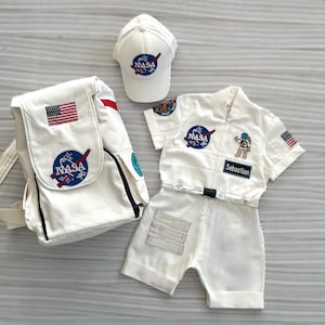 Personalized White Long-Short Astronaut Kids Costume*Space Baby Jumpsuit*Toddler Space Themed Birthday Party Suit*Astronaut Themed Outfit*