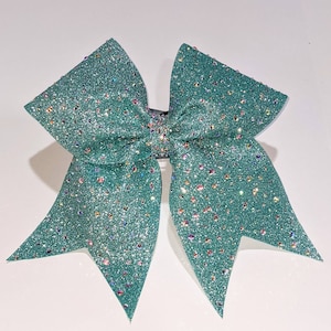 Glitter mint rhinestone bow