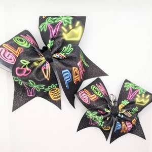 Glow Party Cheer Bow, Black Light Glow cheer bow, hair bow, Glow Party