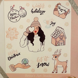 Sticker sheet winter holidays, Sticker sheet winter, Sticker sheet for scrapbooking, Sticker sheet for journaling