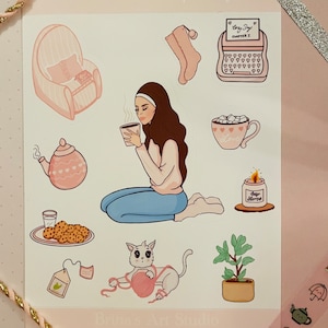 Stickersheet cozy girl, Stickersheet cozy days, Stickersheet cozy & warm days, Stickersheet Coziness, Stickersheet Me Time