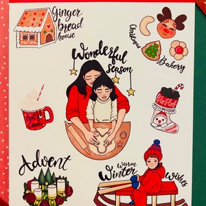Stickersheet Advent Season, Christmas Stickersheet, Stickersheet Christmas, X-Mas Stickersheet, Journal Stickersheet