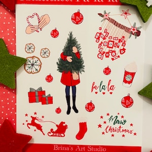 Stickersheet Fa la la, Stickesheet X-Mas, Stickersheet Christmas, Stickersheet for Scrapbooking, Stickersheet for Journaling