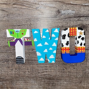 Two infinity and beyond Toy Story themed letter sign