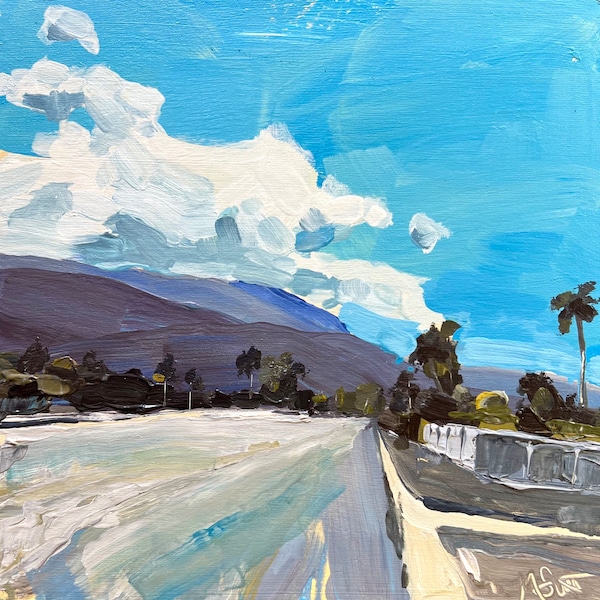 Original 12x12 acrylic painting on birch panel. Evaporating in Palm Springs