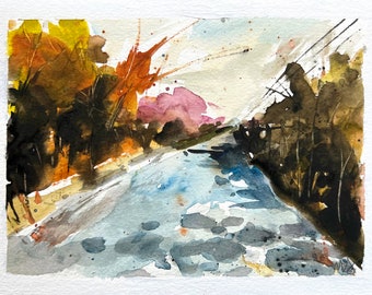 Original 6x8” mixed-media abstract landscape paintings.  Ronaldson rd.