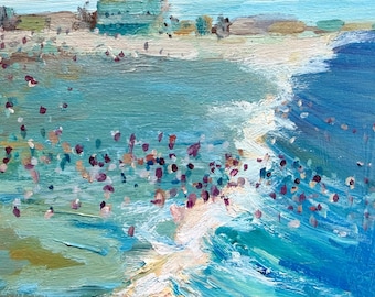Original 5x7” acrylic painting on birch panel. Vintage Ocean City NJ