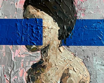 Original 8x10” acrylic painting on birch panel. Tiny portrait 11.