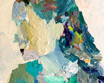 Original 9x12” acrylic painting collage on panel. Portrait collage 2