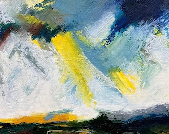 Original 8x10” oil stick painting on 1” cradled wood panel. A fantastical door opening.