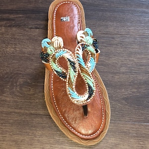 African beaded Sandal/Cape Coast Flat Sandal