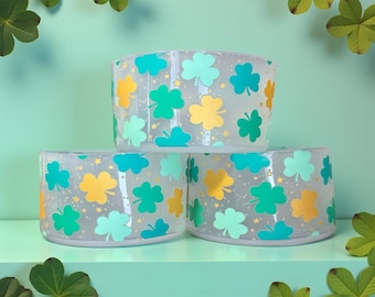 Lucky Clover Clear Silicone Boot.  Cup Accessories. St Patty's Day Irish Green and Metallic Gold Clovers.
