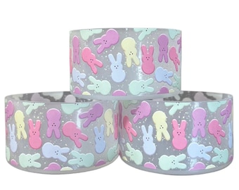 Colorful Clear Bunny Rabbits silicone boot. Tumbler Cup Accessories. Easter accessories. Spring accessories. Transparent silicone boot.