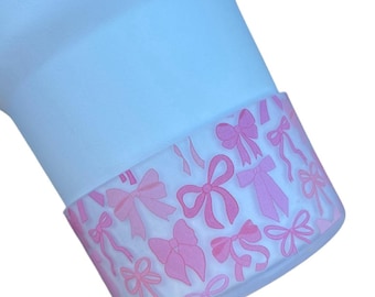 Pink Bows Boot Clear Transparent silicone boot. Cup Accessories. In my Coquette Era.