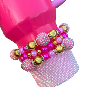 Pink Parade Bracelets. Pink Cup Accessories. Tumbler accessories. Boot sold separately. Pink and Gold.