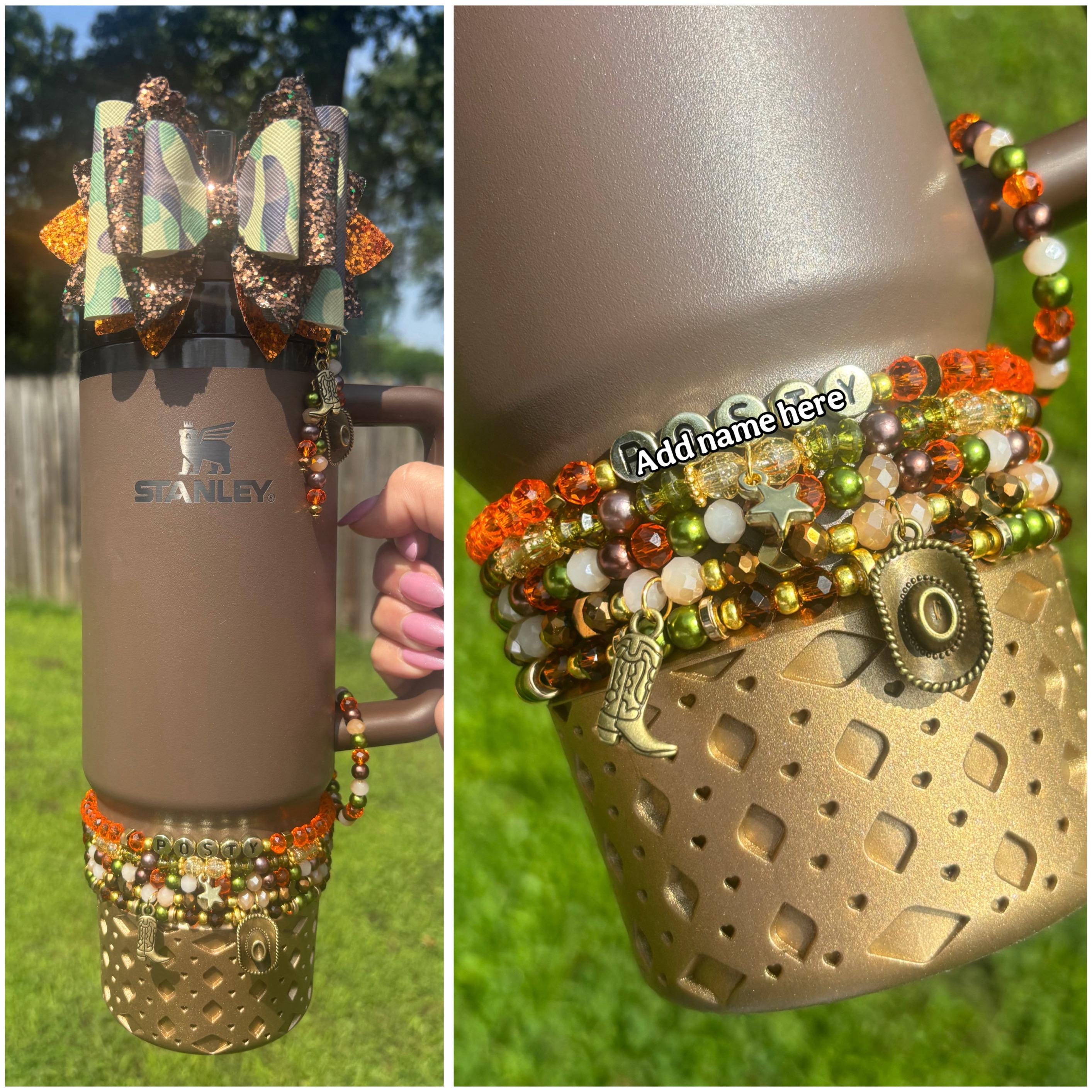 Post Camo Cup Bracelets. Orange and Camo Tumbler Cup Accessories. Cup and Boot not included. Add custom name.