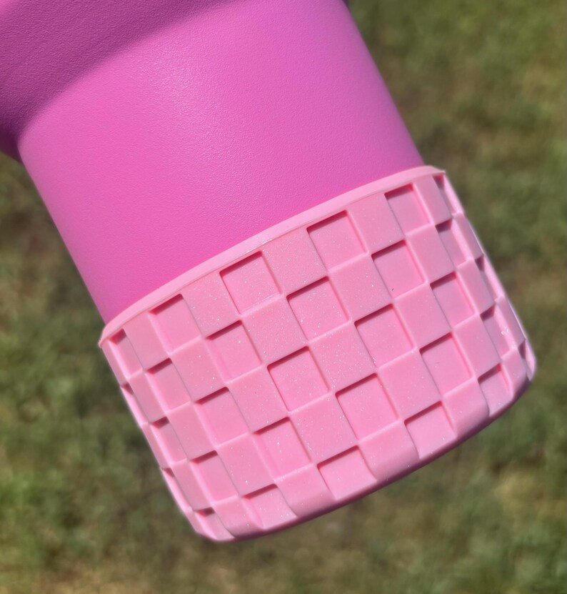 Punch Shimmer Pink Logo Checkered Texture Silicone Boot. Cup