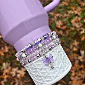 Sour Grape Purple Cup Accessories. Tumbler Cup Bracelets and/or handle charm. Spring colors.