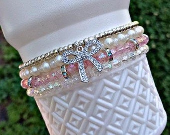 Pink and Pearl Cup Bracelets. Tumbler Boot Topper Cup Accessories. Silver version