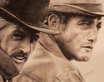 Butch Cassidy and The Sundance Kid Print of Original Pencil Drawing by Tanya Hughes 11x14