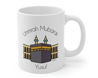 Ummrah Mubarak English Mug, Ummrah Gift, Islamic Gift, Personalized Ummrah Gift, Eid Gift, Islam Gift, Ramadan, Kaaba Mug