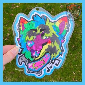 Traditionelles Fursuit-Abzeichen (Auftragsarbeit) / Individuelle Fursona-Figur (Wandkunst in Bleistift und Aquarell) Bild 20