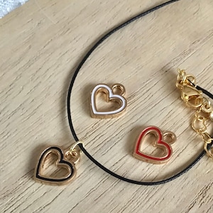 Adjustable black cord choker necklace heart pendant gift for women
