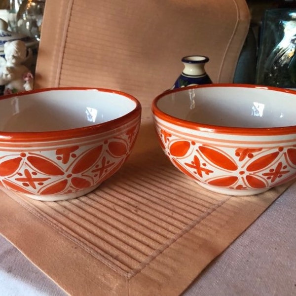 Le Souk Ceramique Sobremesa Orange Fez Soup/Cereal bowls set of two