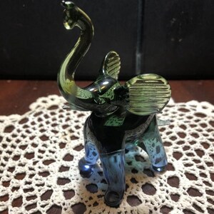 Lenox Blue and Green Glass Elephant, 2002