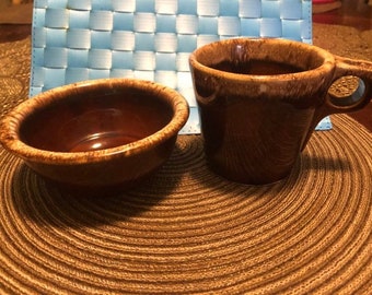 Vintage Hull Coffee cup and dessert bowl set 1960s