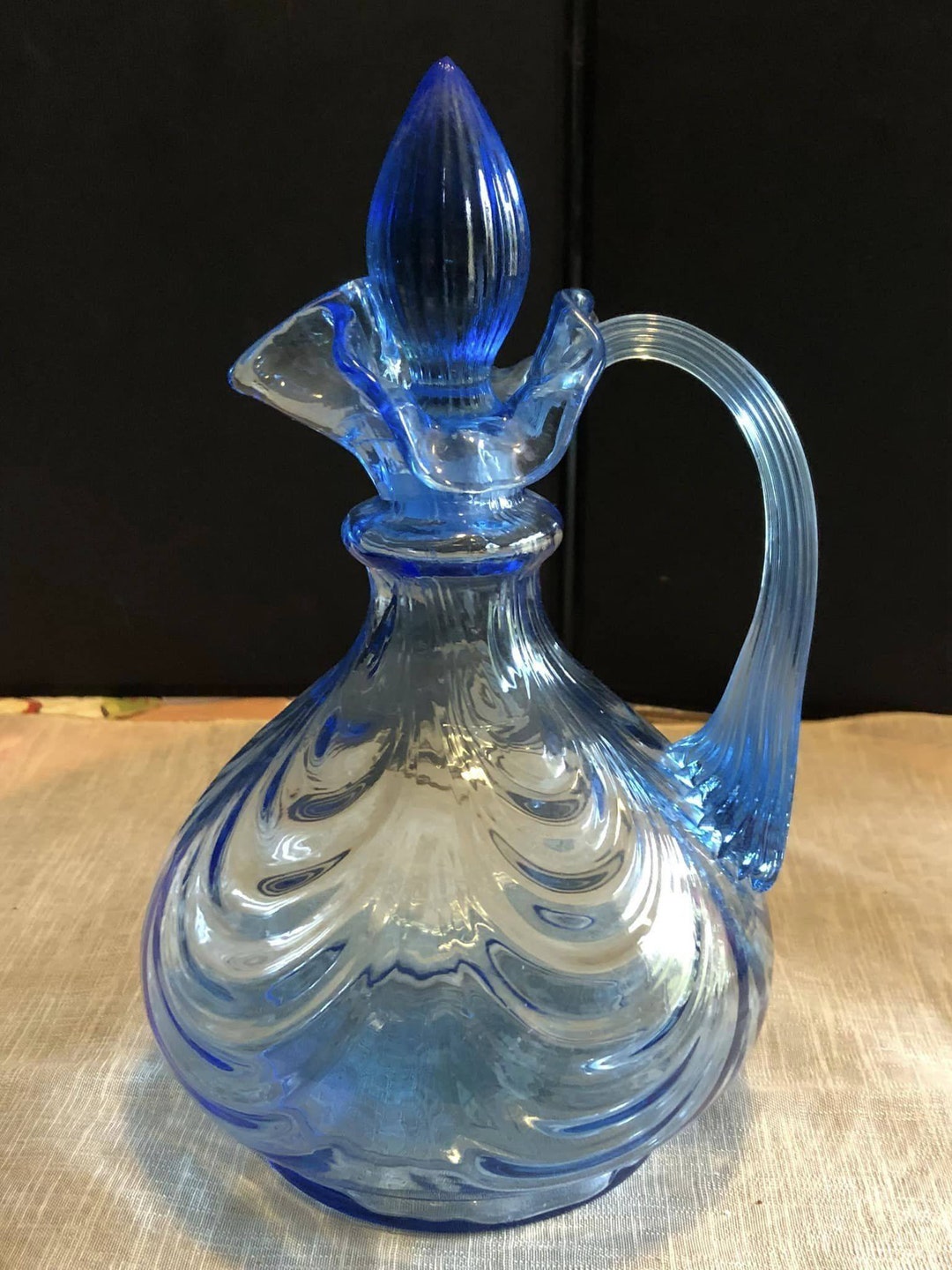 Fenton Salem Blue Drapery Cruet W Stopper Etsy