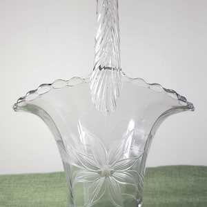 Vintage Duncan Miller etched glass bridal basket