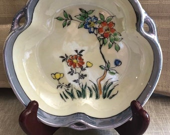 Vintage Japanese Trinket dish Lusterware with floral motif