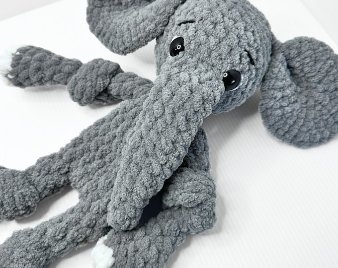Gray Elephant Crochet Lovey - Perfect  for Zoo Animal Nursery Décor or Baby Shower Gift