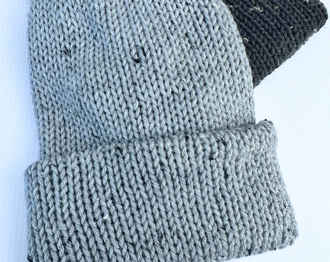 Winter Essential: Classic Neutral Tweed Knit Hat for Cold Weather