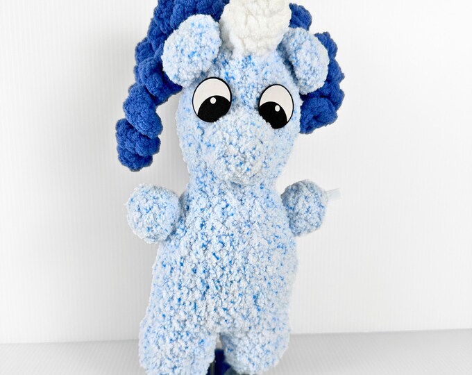 Frosty Blue Unicorn Crochet Stuffed Animal | Cute Winter Unicorn Plushy | Gift for kids | Gift for girls | Gift for boys | Frozen Friend