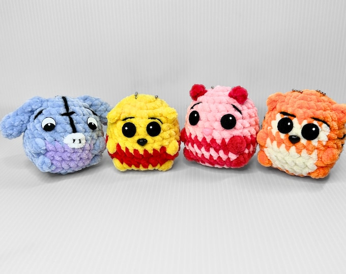 Must-Have Winnie the Pooh Key Chains - Handcrafted Crochet Characters Ideal for Back Packs and Diaper Bags