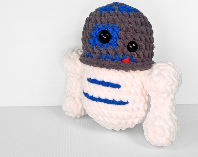 Crochet Sci-Fi Droid Plushie - Handmade Astromech Droid Amigurumi Plush Toy