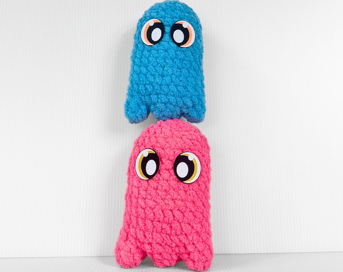 Handmade Crochet Mini Ghost Plushie- a Neon Halloween Decoration for Spooky Season