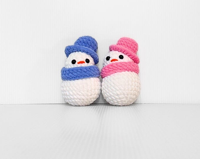 Handmade Small Crochet Snowman with Matching Hat & Scarf  - Winter Wonderland Accent!