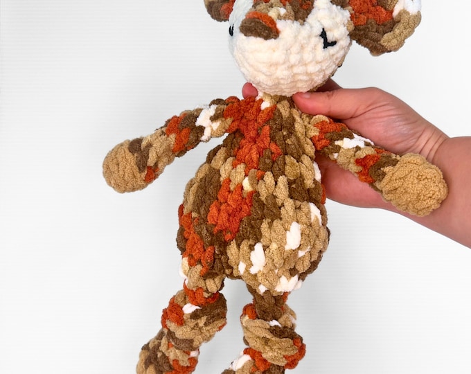 Crochet Orange and Brown Multi Color Deer Lovey - Adorable Woodland Forest Baby Shower Gift