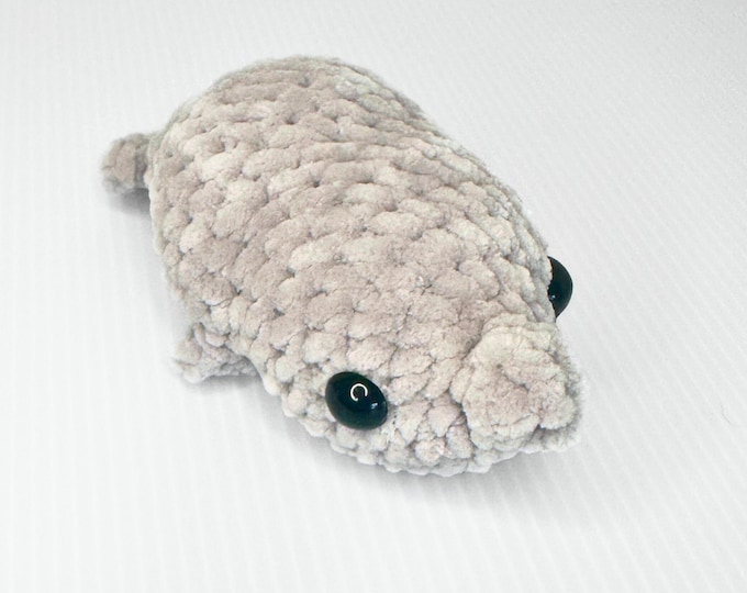 Crochet Baby Manatee Stuffed Animal | Cute Sea Animal Plushy | Gift for Kids | Backpack Buddy | Mini Sea Animal Keychain | Stocking Stuffer