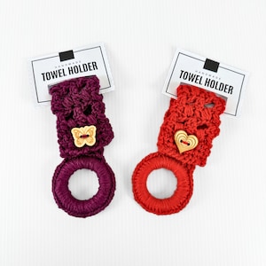 Handmade Crochet Towel Ring: Cotton Kitchen Decor with Button